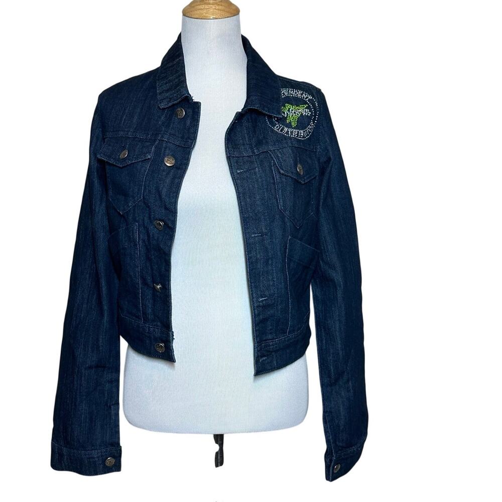 Kaba Jeans Crop Jean Jacket Bedazzled Independent Distributor It Works! Sz M NWT